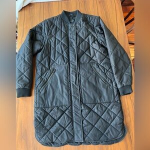 Quilted Longline Bomber Jacket - Black
